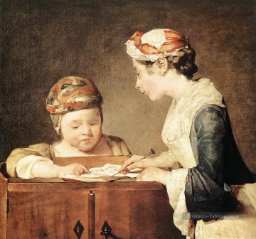  Chardin Art - La jeune institutrice Jean Baptiste Simeon Chardin